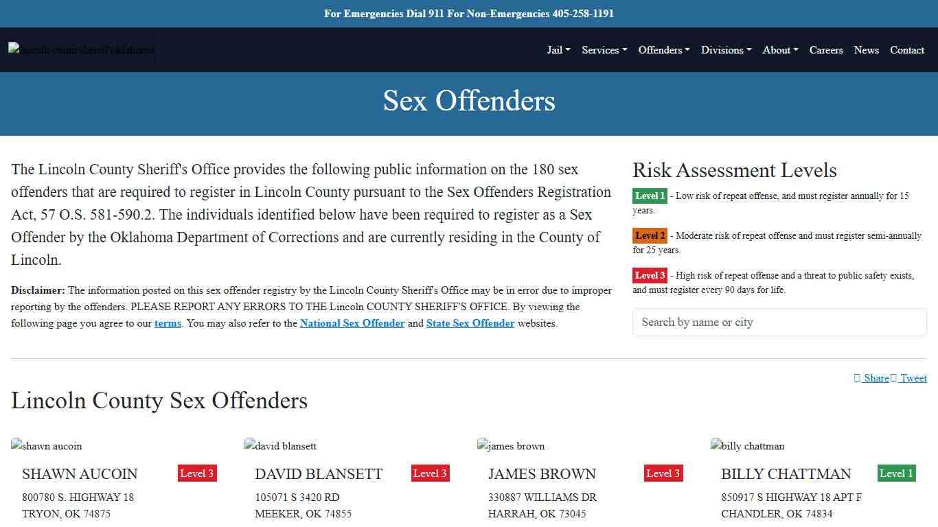 Sex Offenders Lincoln County Sheriff's Office