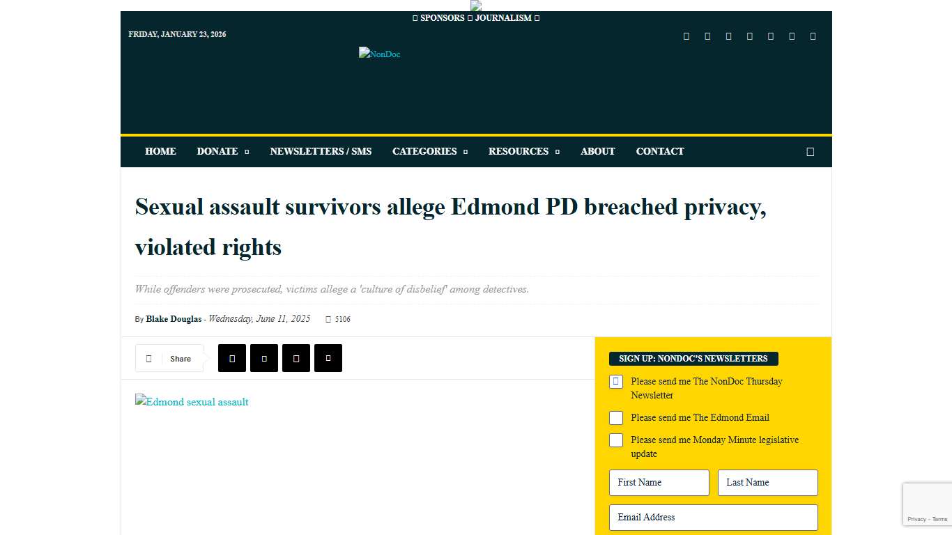 Sexual assault survivors allege Edmond PD breached privacy, violated rights